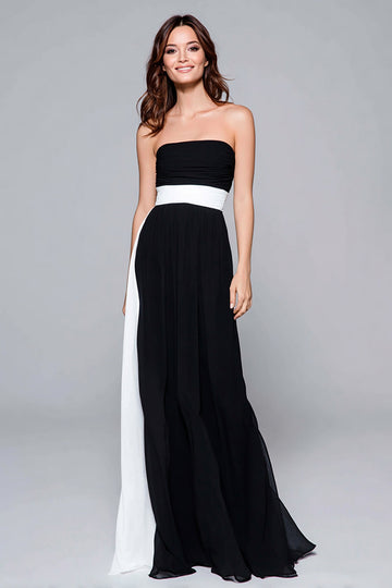 Noir et blanc Robe longue formelle sans bretelles